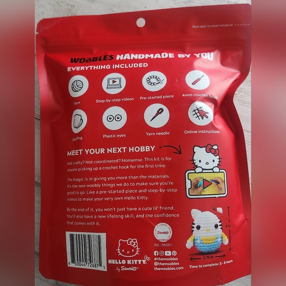 Wobbles Hello Kitty Crochet Kit for Beginners - New In Package - Picture 2 of 2